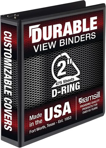 Miniatura 220 de Samsill - Carpeta duradera de 5 pulgadas, fabricada en los Estados Unidos, con anillos en D, transparente y personalizable, color blanco