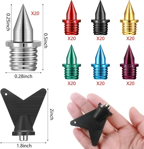 Miniatura 2 de Ripeng 140 estacas de acero al carbono de 1/4 de pulgada, 7 colores ligeros para pista, para carreras de campo, campo traviesa, 0.02 oz