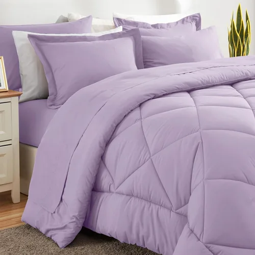 Miniatura 8 de CozyLux Juego de edredón tamaño Queen en color Lavanda Claro - Ropa de cama en una bolsa tamaño Queen de 7 piezas, juego de cama de lavanda suave