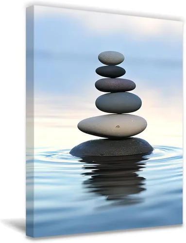 QIXIANG Lienzo de arte para pared, pintura de piedra zen, arte de meditación, spa, arte para spa, sala de yoga, baño, decoración de pared (12.00 x