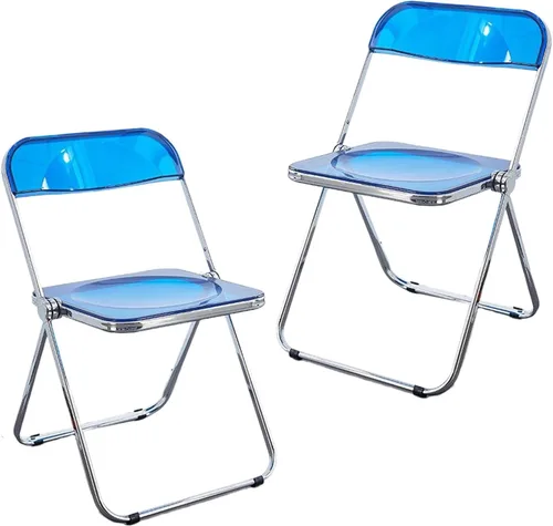 Miniatura 11 de 2 Pcs Stackable Folding Chair, Modern Transparent Acrylic Foldable Chair, Electroplating Frame, Party Chairs for Office Wedding Training(Black)