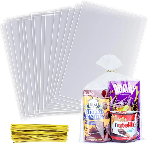 Miniatura 9 de 20 bolsas de celofán de celofán de 14 x 18 pulgadas, transparentes y planas para envolver regalos, panadería, galletas, dulces, postres, cestas