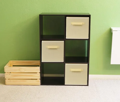 Miniatura 6 de Simple Houseware Contenedores de almacenamiento plegables de 11 pulgadas, color beige, paquete de 6 cubos de tela organizadores para armario