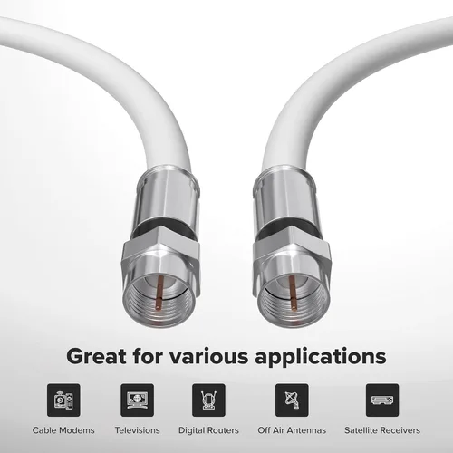 Miniatura 2 de THE CIMPLE CO Cable coaxial RG6 de 35 pies, color blanco, cable coaxial de cobre sólido con conectores, F81/RF, coaxial digital para audio/video, TV