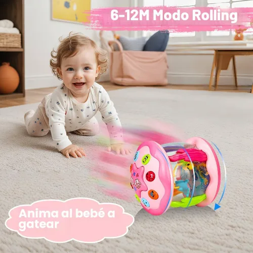 Miniatura 3 de Aboosam Juguetes para bebé niña de 6 a 12 meses: Bebés oceánico giratorio musical iluminado para el tiempo de la barriga Juguetes 0-6 3-6 meses