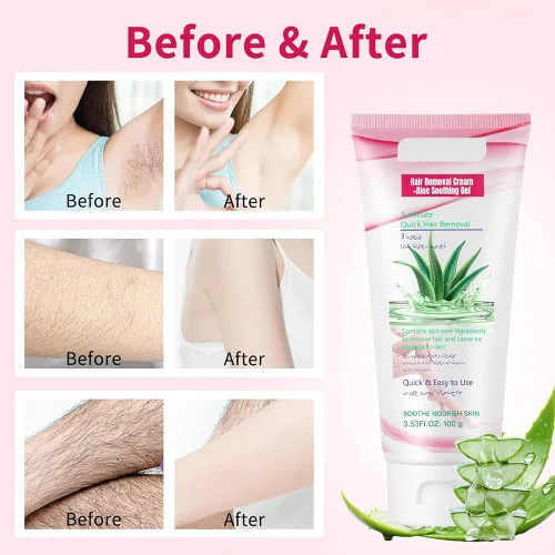Miniatura 8 de Crema depilatoria para mujeres, crema depilatoria de aloe vera para áreas íntimas y áreas púbicas, depilación para cuerpo, piernas, brazos, axilas