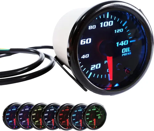 Medidor de Presión de Aceite de 2 Pulgadas con Sensor, 7 Colores, Digital LED para Coche, 0-140 PSI, 52mm