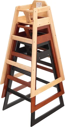 Miniatura 9 de Silla alta de madera para restaurante lista para montar, sillas altas para bebés, silla de alimentación duradera con escalones, sillas altas