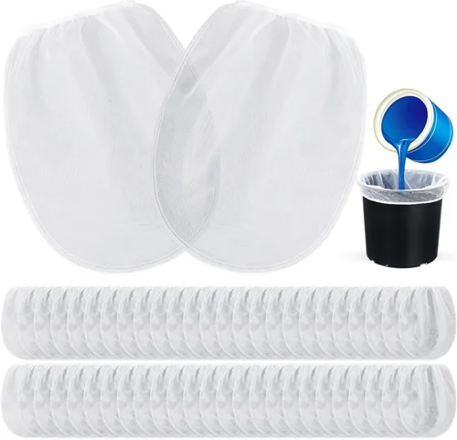Miniatura 9 de Patelai 200 bolsas de filtro de pintura de 5 galones de malla fina regular/coladores elásticos para uso con pulverizadores de pintura (blanco)