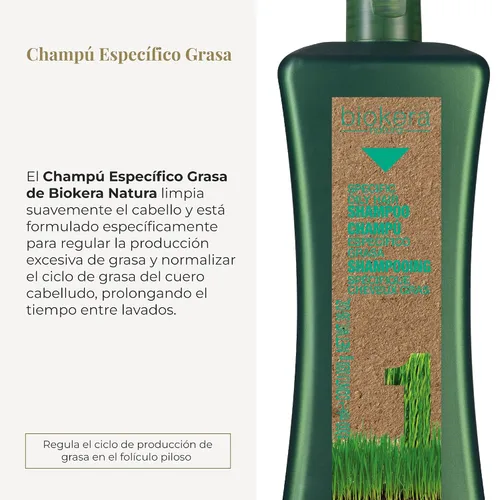 Miniatura 2 de Salerm Cosmetics Biokera Natura Champú Grasa Específica – 33.8 fl oz
