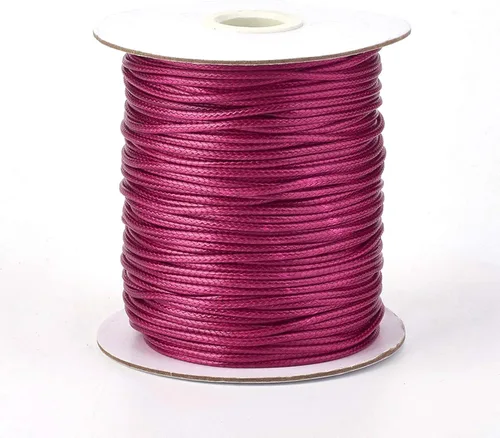 Miniatura 6 de Cordón de poliéster encerado coreano de 100 yardas, hilo de cordón trenzado beige para collar, cuerda de alambre de 0.079 pulgadas con carrete