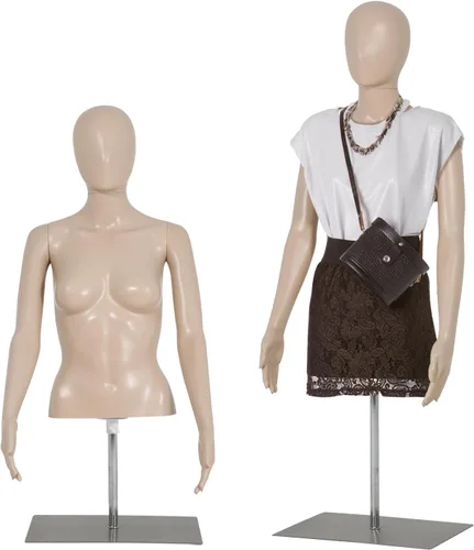 Torso de maniquí de plástico con soporte, 39-56 pulgadas altura ajustable medio maniquí cuerpo femenino vestido forma maniquí para venta al por
