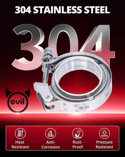 Miniatura 5 de EVIL ENERGY Abrazadera de banda en V de 2,5 pulgadas con brida macho hembra de acero inoxidable de liberación rápida