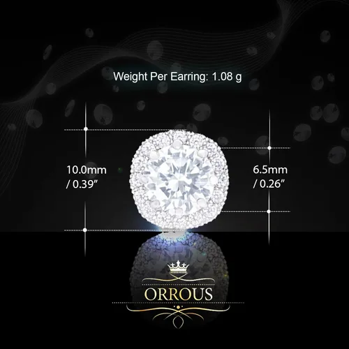 Miniatura 4 de Aretes bañados en oro blanco de 18K con forma de circonita cúbica (1.90quilates) por Orrous & Co.