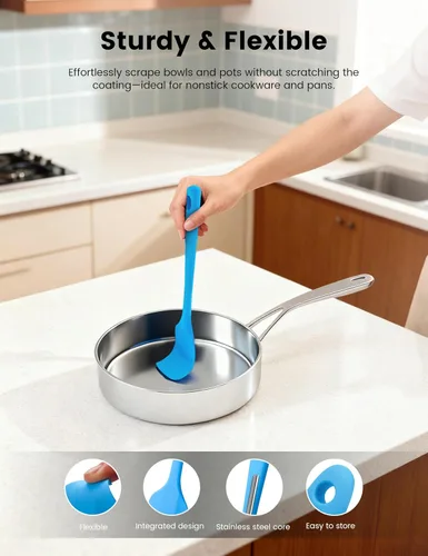 Miniatura 3 de Espátulas de silicona, silicona de grado alimenticio, raspador de goma de 8.5 pulgadas con resistente al calor, diseñado para cocinar, hornear