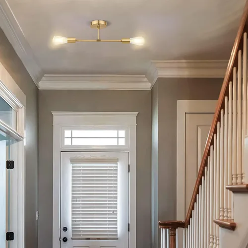 Miniatura 8 de FadimiKoo Apliques de Pared Dorados de 2 Luces para Baño, Luz de Tocador Moderna Sobre Espejo, Lámpara de Pared Interior Montada de Latón Cepillado