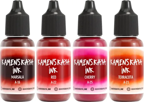 Miniatura 10 de Juego de tinta de alcohol Kamenskaya #10: Combinación de colores combinados de tintas de alcohol, 4 piezas. 0.51 fl oz (15 ml) cada una