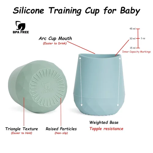 Miniatura 6 de Seposeve Vasos de silicona para bebés de 6 a 12 meses, 12 a 24 meses, paquete de 2 vasos de silicona pequeños de entrenamiento abierto para niños
