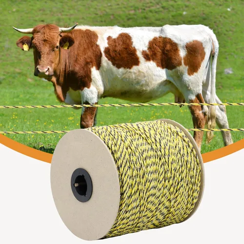 Miniatura 6 de Alambre eléctrico de polietileno para valla de 1312 pies, 1,312.3 ft, 0.236 x 0.007 in, conductores de acero inoxidable, valla eléctrica portátil