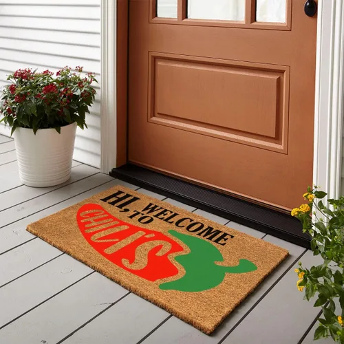 Miniatura 2 de Funny Hi Welcome to Chilis - Tapete para puerta delantera, entrada al aire libre, con entrada resistente, tapete de fibra de coco marrón natural
