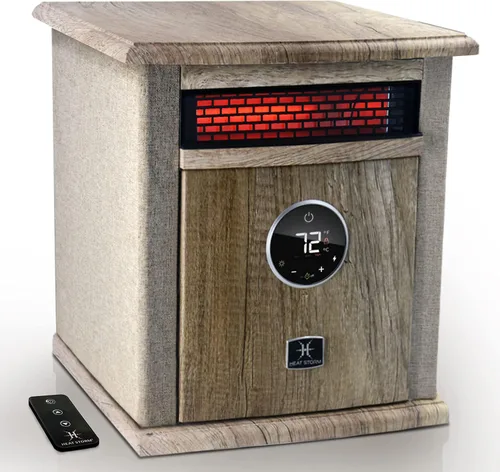 Heat Storm - Calentador eléctrico de espacios, portátil, 1500 vatios, gabinete, elemento de cuarzo infrarrojo con termostato digital, control Beige