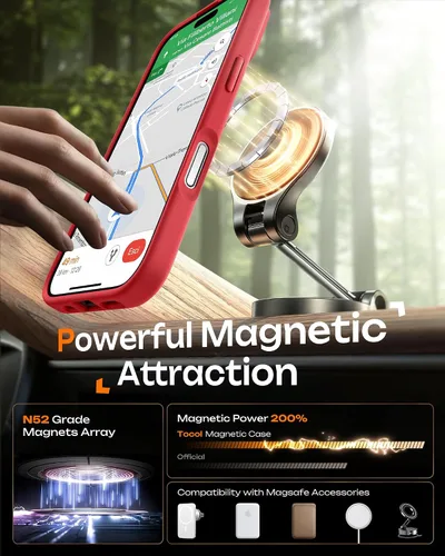 Miniatura 444 de TOCOL Funda para iPhone 11, compatible con Magsafe, protección completa de cámara, imanes integrados, protección contra caídas, funda translúcida