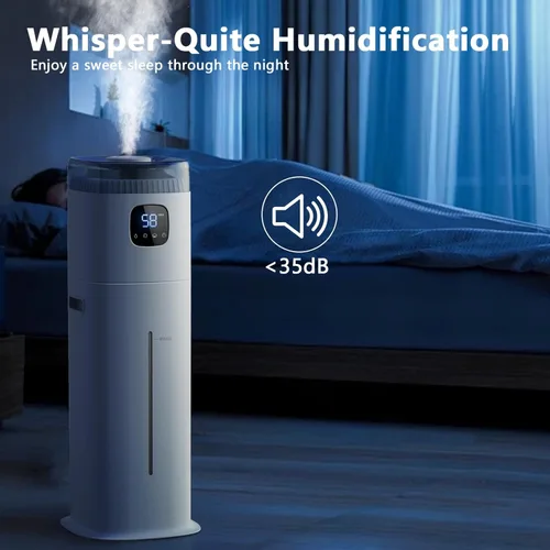 Miniatura 6 de Humidificador grande para dormitorio, humidificador ultrasónico de niebla fría de 9L/2.5 galones con humidistato, boquilla de 360°, nivel de niebla