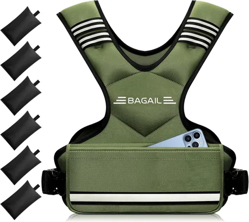 Miniatura 12 de BAGAIL Chaleco con peso ajustable para mujeres y hombres, 4-10 libras, 12-18 libras, 20-32 libras, chaleco de peso para entrenamientos en casa con 6