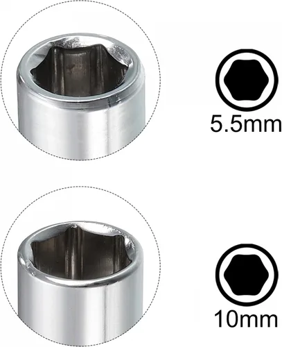 Miniatura 5 de uxcell Juego de 6 llaves de vaso poco profundas de 1/4 pulgadas por 0.217 in y 0.394 in, métrico de 6 puntos, acero CR-V
