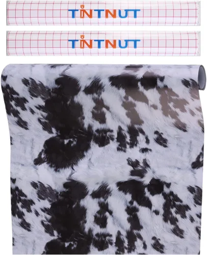 Miniatura 12 de Tintnut Rollo de vinilo permanente de piel de vaca, 12 pulgadas x 5 pies, vinilo adhesivo con estampado de vaca, vinilo con estampado de animales