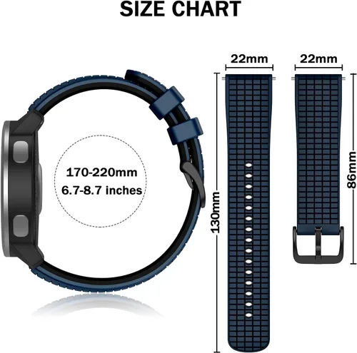 Miniatura 5 de ISABAKE Correa de reloj compatible con Garmin Vivoactive 4/Samsung Galaxy Watch de 1.81 pulgadas, 0.86 pulgadas, bandas de silicona para Ticwatch