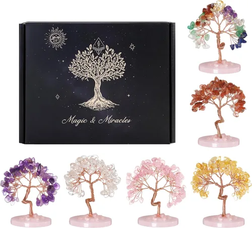 Árbol de cristal para mujer, hecho a mano, árbol de la vida, piedras de cristal curativas para el hogar, oficina, escritorio, decoración de mesa,