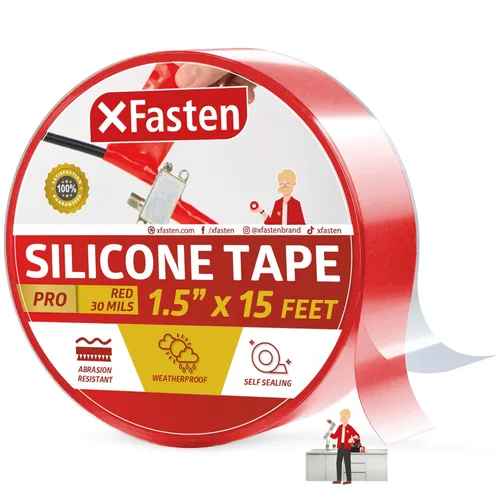 Miniatura 12 de XFasten - Cinta de silicona autofusible Pro, transparente, 1.5 pulgadas x 15 pies, cinta de reparación de silicona extrema de 30 milésimas
