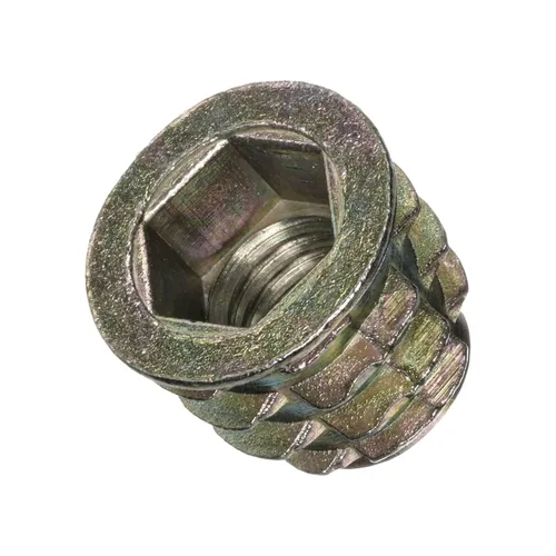 Miniatura 20 de E-Z LOK Inserto roscado para madera blanda, insertos de rosca hexagonal de zinc 1/4-20 roscas internas, 0.512 in de longitud, paquete de 100