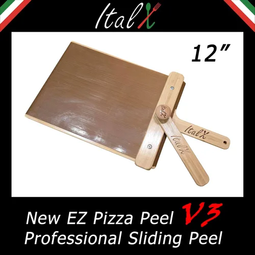 Miniatura 2 de ITALX EZ Pizza Peel 12 V3 (tamaño real de 11.89 pulgadas) – Pelela profesional de pizza autolanzable – Peel deslizante