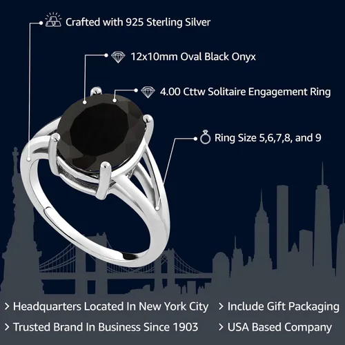 Miniatura 25 de Gem Stone King Anillo solitario con piedra preciosa de 3.00-7.00 quilates Plata de ley 925 Ovalado de 0.47 x 0.49 pulgadas Anillo