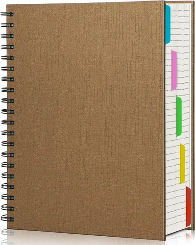 Miniatura 22 de EUSOAR - Cuaderno en espiral de tapa dura para universidad, rayado, paquete de 3 cuadernos A5 de 5.5"x8.3", con 5 divisiones, para escritura, tapa