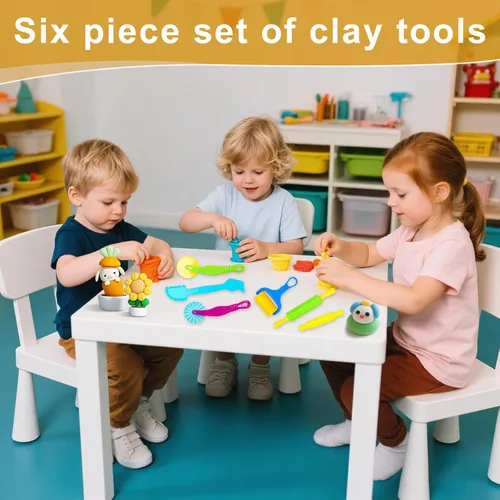 Miniatura 6 de Herramientas de arcilla, juego de herramientas de arcilla y masa para niños, kit de accesorios de masa artesanal con rodillo, espátula de corte