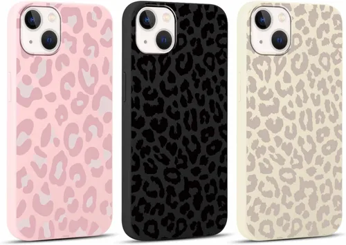 Miniatura 24 de Paquete de 3 Fundas Bonitas con Estampado de Guepardo para iPhone 13/14 de 6.1" Funda de Teléfono, Fundas de Diseño Estético de Leopardo Silicona