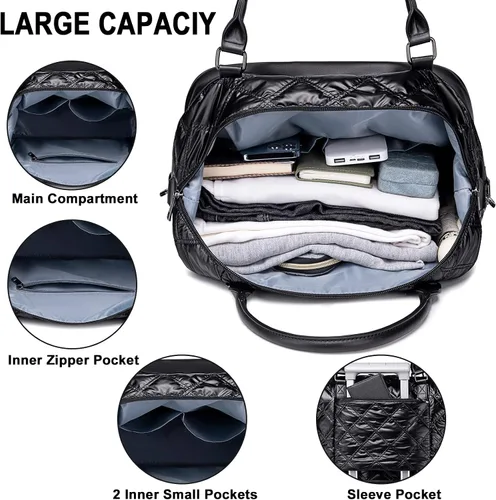 Miniatura 4 de LEDAOU Bolsa de viaje de fin de semana para mujer y mujer, bolsa de lona con funda de equipaje