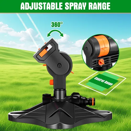 Miniatura 4 de Reallnaive 2 piezas de aspersor oscilante ajustable de 4 vías ABS cubre aspersor de césped de 4000 pies cuadrados 16 boquillas con conexión rápida