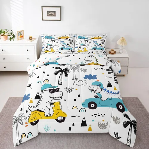 Miniatura 29 de Erosebridal Juego de ropa de cama de tren de dibujos animados para niños y niños, edredón de plumón de vehículos para niños, decoración