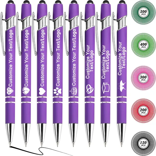 Miniatura 54 de Bolígrafos personalizados con nombre y logotipo, hasta 500 bolígrafos personalizados a granel con grabado gratis regalo para cumpleaños, graduación
