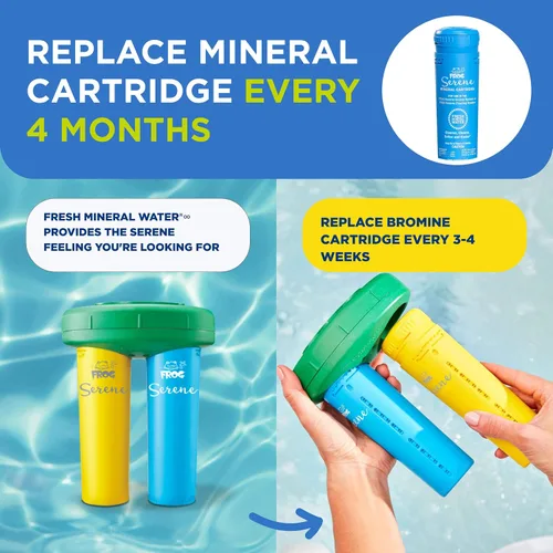 Miniatura 6 de FROG Serene - Cartucho de repuesto mineral para jacuzzis para uso con sistemas flotantes o en línea FROG Serene, para spas de hasta 600 galones