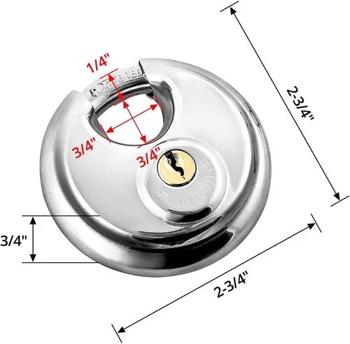 Miniatura 2 de QWORK Cerraduras de disco, paquete de 2 cerraduras de almacenamiento de disco con llave de acero resistente para unidad de almacenamiento, grillete
