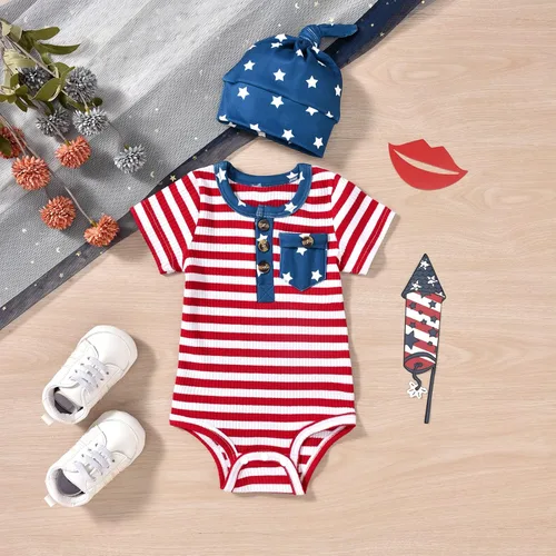 Miniatura 5 de Aalizzwell Traje de verano a rayas para bebés recién nacidos