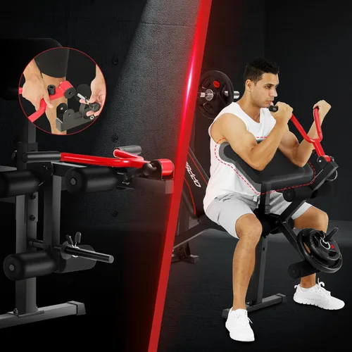 Miniatura 5 de OPPSDECOR 900LBS Weight Bench Set with Squat Rack Preacher Curl Weight Bench with Leg Extension Bench Press Set Workout Bench for Home Gym Full Body