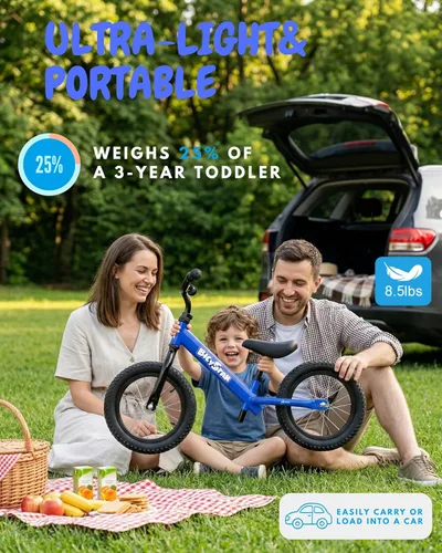 Miniatura 4 de Bicystar Bicicleta de equilibrio de 14 pulgadas para niños de 3 a 6 años, sin pedales, neumáticos de goma neumática, altura ajustable, bicicleta sin