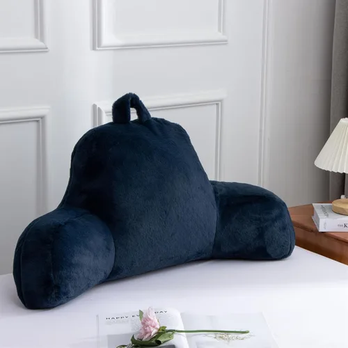 Miniatura 12 de Aimuan Almohada de lectura para descansar en la cama, almohada grande para adultos con respaldo y brazos para sentarse en la cama, cojín inclinado