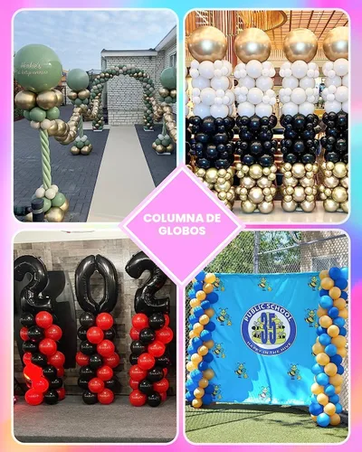 Miniatura 5 de Kit de Soporte de Columna de Globos de Metal Resistente YALLOVE, Juego de 2, Soporte de Torre de Globos Ajustable de 80 Pulgadas de Altura